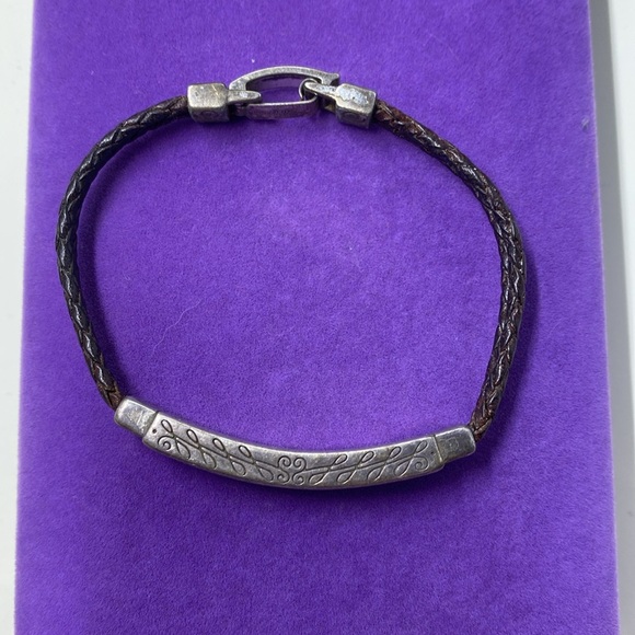 💛 Brighton Silver Plated Leather Cord Bracelet As Is - Picture 2 of 3